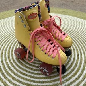 Moxi Yellow Roller Skates with Pink Laces